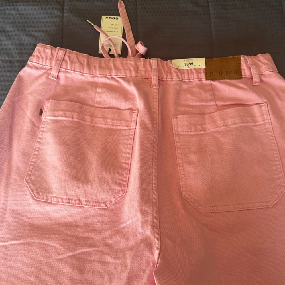 NWT Judy Blue Women’s High Rise  Pink Elastic/Tie Waist Jogger Pants Size 18W - Picture 4 of 8